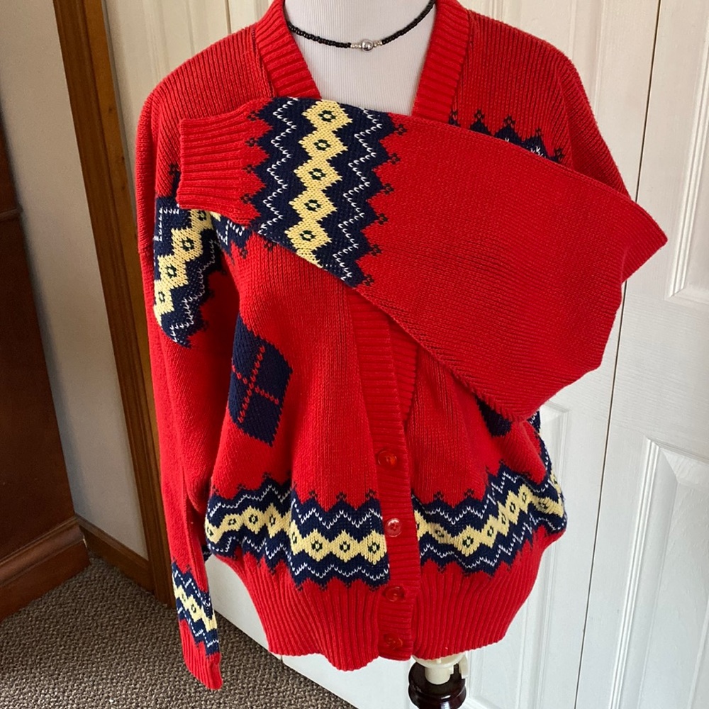 PENDLETON ~ Fabulous Vintage Red Knit Sweater ~ Large ~ Excellent! VTG